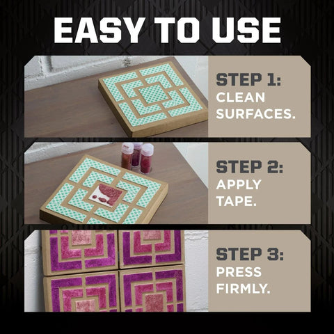 Steps for using Indoor Double Sided Mounting Tape 1/2 Inch By 80 Inch With Industrial Strength Adhesive on painted surfaces.