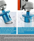 Blue diamond core drill bit for porcelain tile and stone; double-layer brazed, mounted on a drill.