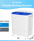 Game Changer Compact Twin Tub Portable Washing Machine With Fast Spin Dryer And Simple Dial Controls Lightweight Semi Automatic Laundry Combo, blue and white, 25.2" tall.