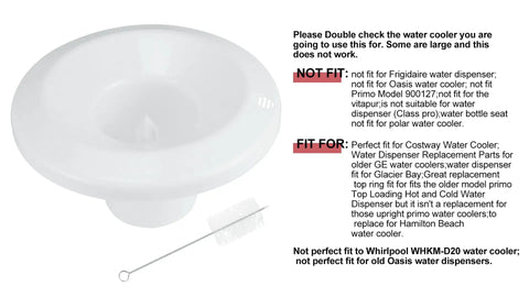 Water Dispenser Replacement Parts Smart Seat WaterGuard Assembly with brush, white, compatible with home and office dispensers.