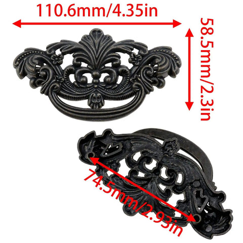 Skull Shaped Antique Bronze Cabinet Pull Handle For Dresser And Wardrobe Doors, Retro Vintage Accent For Cabinets, dimensions labeled