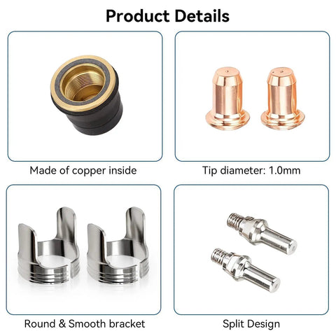 Plasma Cutting Torch Consumables Set With IPT40 Tips Electrodes Nozzle Bracket Covers For CUT 55DS Pro And CUT 65DS product details