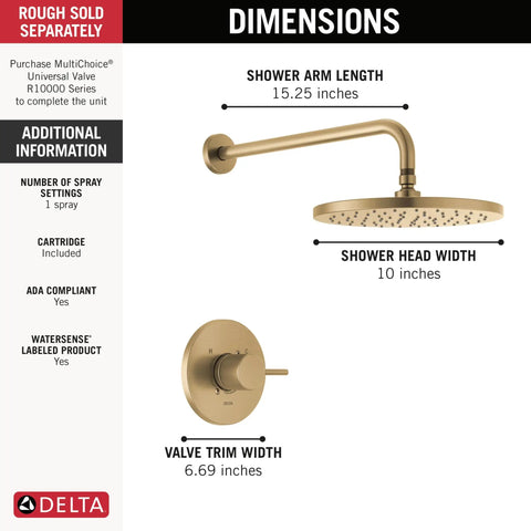 Modern Round Overhead Rain Shower Head And Handle Trim Kit In Champagne Bronze Finish Total Bathroom Glow Up With Killer Slick Design And Chill Spa Like Vibe For Daily Routines