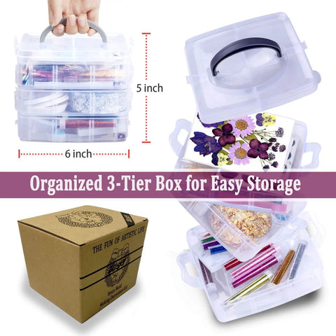 All In One Resin Kit For Beginners And Pros With 125 Pieces Jewelry Making Set Including Sphere And Pyramid Molds in 3-tier box