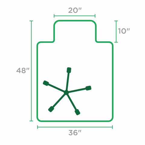Clear Office Chair Mat For Low Pile Carpet With Lip 20 By 10 Lip 36 By 48 Inches Smooth Top Surface Cleated Backing Grips Carpet