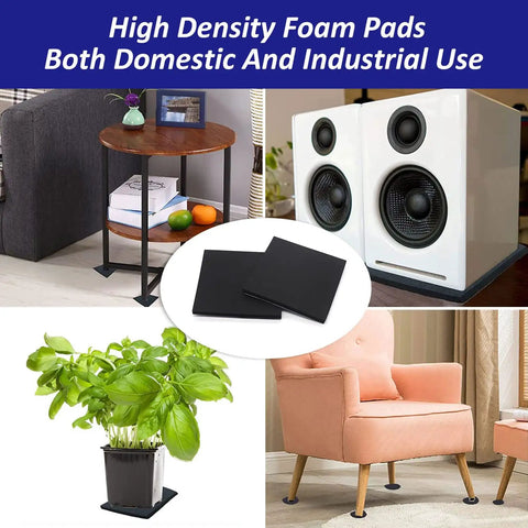 Self Adhering Neoprene Foam Padding Sheets With Strong Adhesive Backing, displayed with household items for protection and cushioning.