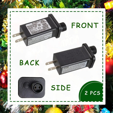Your Go-To 30V 6W LED Transformer Replacement With 8-Mode Controller For Christmas String Lights, front back and side views.
