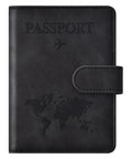 Sleek black passport wallet with magnetic button closure, featuring Must Have Passport Wallet With Magnetic Button Closure For Travel Essentials A Sleek Black Passport Book Holder For Women And Men Easy Access To Passports And Documents Travel Must Haves.