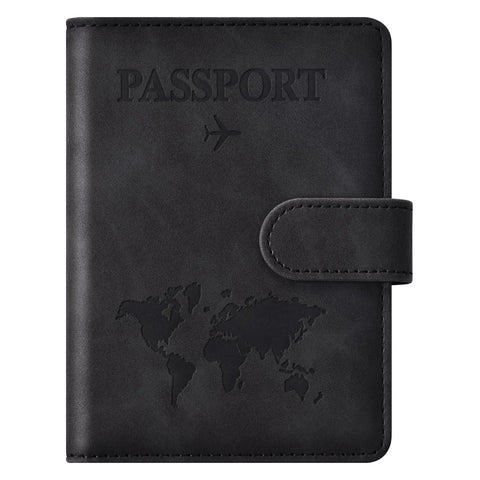 Sleek black passport wallet with magnetic button closure, featuring Must Have Passport Wallet With Magnetic Button Closure For Travel Essentials A Sleek Black Passport Book Holder For Women And Men Easy Access To Passports And Documents Travel Must Haves.