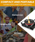 Portable 1500W Electric Hot Plate Stove With Adjustable Temperature Stay Cool Handles Compact 7.3 Inch Cooktop usage options