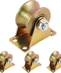 4 Pack 2 Inch U Groove Wheel Pulley 660 Lb 45 Steel Heavy Duty Sliding Gate Rollers With Bracket Rigid Caster For Inverted Track