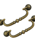 Vintage Drop Bail Drawer Pulls Set In Antique Brass 6 Pack For Furniture Restoration And Dresser Updates, Classic Cabinet Handles