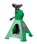 Green Pair Of 2 Ton Jack Stands With Extended Reach 10.5 To 17 Inches Beefy Heavy Duty Steel Base With Anti Sink Feet For SUVs Light Trucks And Cars.