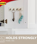 Two Pack Key Rails With Twelve Strips Each Rail Holds Two Pounds Four Key Hooks Per Rail Damage Free Wall Mount No Tools Needed Easy Peel And Stick Keeps Keys Neat And Accessible In Home Office Garage on a cabinet door
