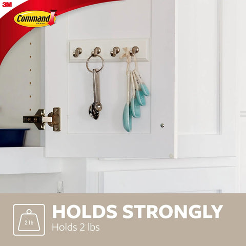 Two Pack Key Rails With Twelve Strips Each Rail Holds Two Pounds Four Key Hooks Per Rail Damage Free Wall Mount No Tools Needed Easy Peel And Stick Keeps Keys Neat And Accessible In Home Office Garage on a cabinet door