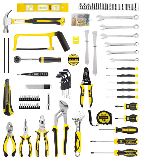 229 Piece Household Tool Set With 14 Inch Storage Bag Complete Home Repair Kit For Maintenance Includes Pliers, Wire Strippers, Level, Wrenches, Magnetic Screwdrivers, Utility Knife, Socket Set, Measuring Tape And More For Everyday Fixes