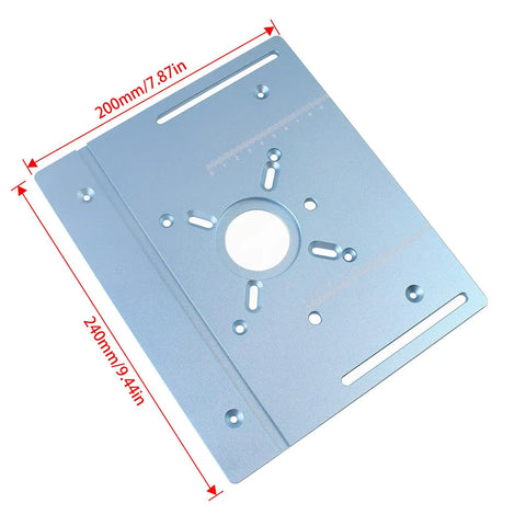 Aluminum Router Insert Plate With Pre-Drilled Holes For Trimming Machines, Router Base Plate, 240x200mm size, anodized alloy