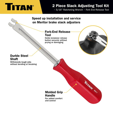 Fork end release tool from Two Piece Slack Adjusting Tool And Wrench Set Built For Quick Install On Meritor Brake Slack Adjusters