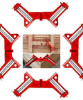 90 Degree Right Angle Clamps Set Of Four For Woodworking And Diy Projects Pro Grade Adjustable Corner Squares, red aluminum clamps