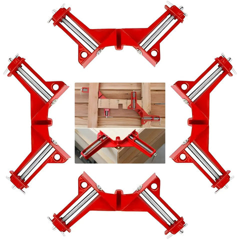 90 Degree Right Angle Clamps Set Of Four For Woodworking And Diy Projects Pro Grade Adjustable Corner Squares, red aluminum clamps