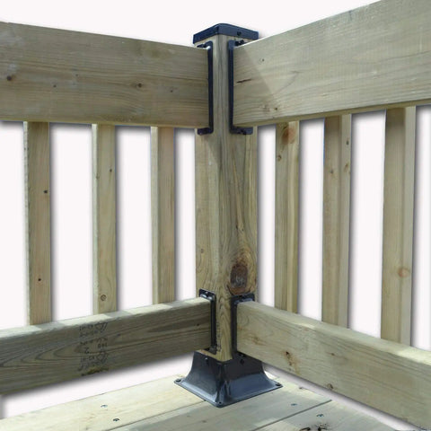 44 Post Base Black Powder Coated Deck Post Mount For 4x4 Posts Solid Anchor For Concrete Or Wood Rust Resistant Square Post Holder