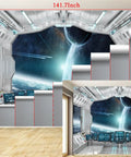 3D Spaceship Peel and Stick Wall Murals for Kids Room Large 141.7 by 98.4 Inches Self Adhesive Vinyl Space Poster