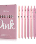 Pink Gel Pens 7 Pack 0.5mm Fine Point Quick Dry Black Ink Smooth Writing For Journaling Notes And Classwork, pens with box