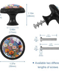 Four Pack Hella Durable Watercolor Floral Cabinet Knobs And Super Smooth Crystal Glass Drawer Pulls With Rock Solid Abs Build Plus Stainless Steel Hardware For Kitchen Cupboards Dressers And Wardrobes, detailed dimensions included.