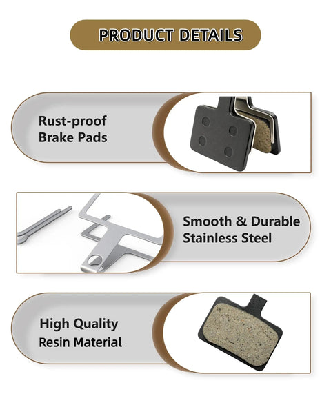 Top Shelf Resin E Bike Brake Pads Compatible With Lectric Xp 1 0 2 0 3 0 Xp Step Thru Xp Lite 1 0 two pack with stainless steel shim
