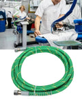 Ultra Flexible High Temp Steam Hose 9.8 Feet For Steam Irons green silicone tubing shown with ironing scene