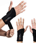 Wrist Brace With Copper Infusion For Pain Relief And Support In Carpal Tunnel Arthritis Tendonitis RSI And Sports Injuries Adjustable Orthopedic Wrist Splint For Men And Women Right Or Left All Day Comfort shown on hands.