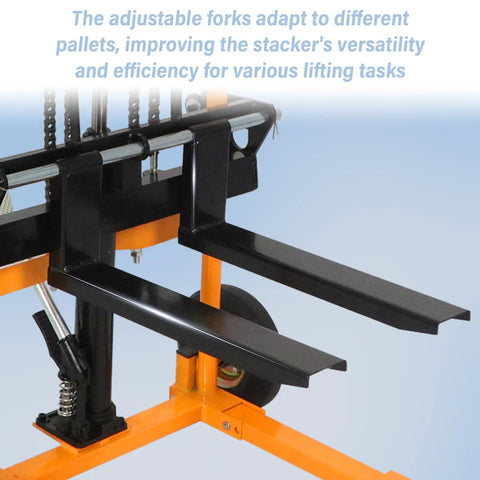 Heavy Duty Hydraulic Pallet Jack Stacker With Smooth Winch Lift And Rugged Steel Forks Handles 440 Pounds Up To Thirty Five Inches Fast For No Sweat Warehouse Moves And Dead Simple Heavy Hauling Tasks