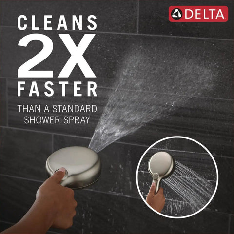 ProClean Handheld Shower Head With High Pressure Spray 6 Settings Brushed Nickel SpotShield Finish used on dark tile
