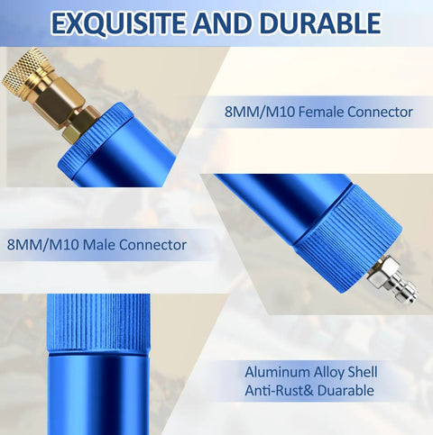 Blue Aluminum Alloy Air Filter Water Oil Separator showing 8MM/M10 connectors and durable shell, for High Pressure Air Compressors Hand Pump 30 MPa.