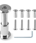 Complete Set Of Heavy Duty M6x25mm Hex Socket Cap Bolts With Allen Wrench And Barrel Nuts Zinc Steel Furniture Hardware Hella Tough For Cribs And Cabinets No Sweat Assembly Guaranteed, showing bolts and nuts.