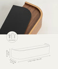 Top view and diagram of Walnut Wall Mounted Key Holder With Wooden Shelf, Minimalist Modern Key Rack For Entryway Organizer