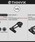 Comparison of advanced and basic Out Front Extended Bike Computer Mount For Wahoo Elemnt Mini Bolt Roam GPS with adjustable CNC aluminum mount.