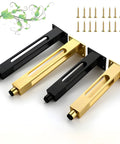 Adjustable Metal Furniture Legs 4 Pack, Heavy Duty Aluminum Alloy Support Feet, gold and black, screws included