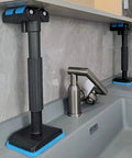 Adjustable Furniture Lifting Brackets 19cm To 44cm Height Range Rock Solid Support Up To 400kg in kitchen for cabinet installation.