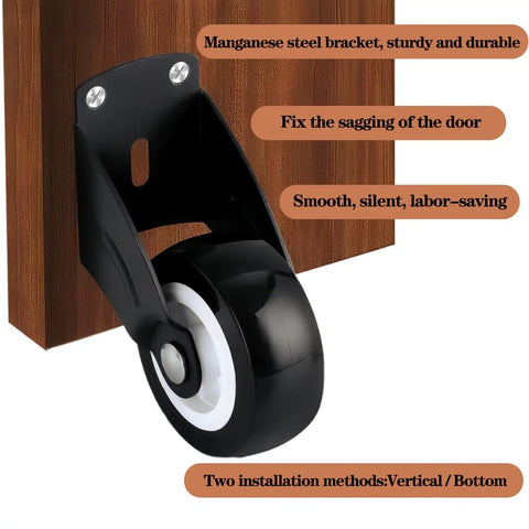 Heavy Duty 4 Pack 2 Inch Gate Wheels To Straighten Sagging Wooden Doors Solid Smooth Glide Bottom Support Casters on door bracket.