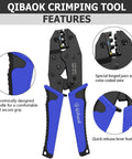 Ratcheting Wire Terminal Crimping Tool Kit With 800 PCS Wire Connectors featuring adjustable jaws and ergonomic blue handles