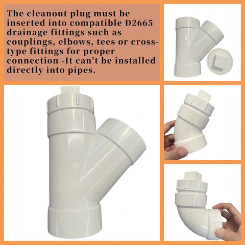 6 Inch PVC DWV Female Sewer Cleanout Cap Adapter With Plug Fitting For ASTM D2665 Drainage Piping System side view