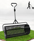 Easy Push And Tow Compost And Peat Moss Spreader 36 Inch for lawn care with metal mesh roller on grass