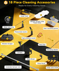 18 Piece Accessory Kit for Heavy Duty Handheld Steam Cleaner Getting Every Stain Out With 3 Level Adjustable Handle And 18 Piece Accessory Kit For Zero Drama Deep Cleaning On Floors Matte Black.