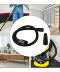 Professional 1M Flexible Dust Collection Hose And Adapter Kit For Karcher Vacuum with black flexible hose and adapters shown.