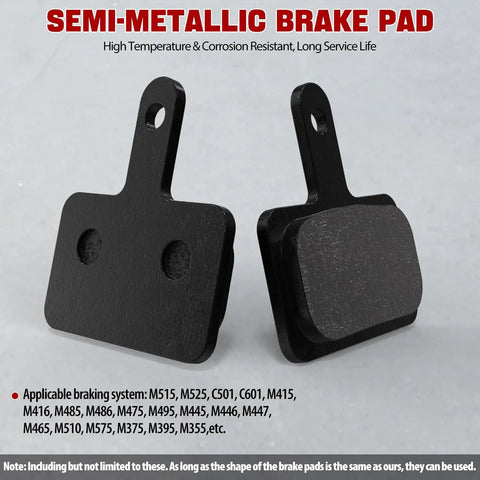 All-In-One Electric Bike Brake Lever Kit With Waterproof 2-Pin Connector For Left And Right Levers Plus Semi-Metallic Disc Brake Pads And Spring Built For Most E-Bikes And Scooters, showcasing semi-metallic brake pads.
