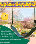 Heavy Duty Kids Swing Seat With 79 Inch Adjustable Rope And 330 Lbs Capacity, swing seat displayed outdoors, green.