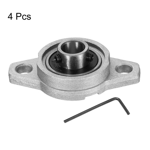Four Pack Pillow Block Bearings 10mm Bore Zinc Alloy Flange Mounted Housing KFL000 Ball Bearing Units With P6 ABEC-3 Precision, image with hex key