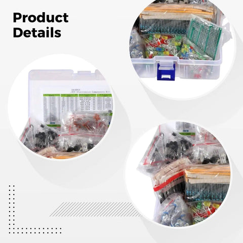 Dope 1818-Piece Electronics Component Kit with LEDs transistors resistors capacitors PCB prototype board in plastic case