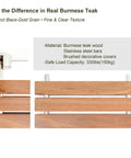 Premium Burmese Teak Folding Shower Seat Bench Wall Mounted With Brushed Finish, Solid Teak Wood, Stainless Steel Bars